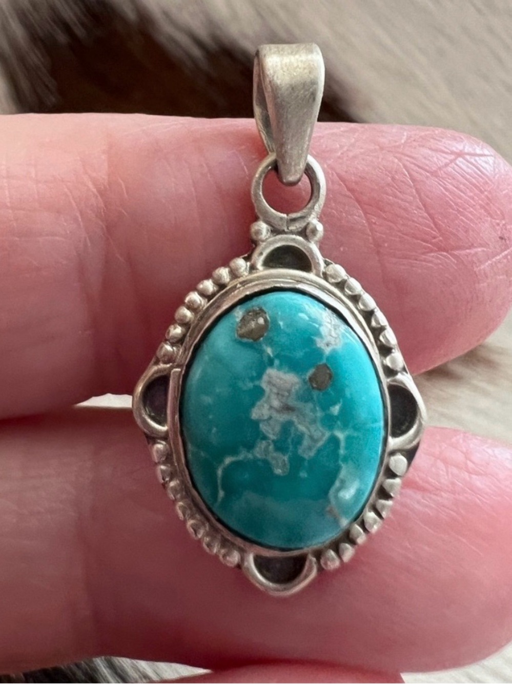 Sterling Silver White Water Turquoise Pendant